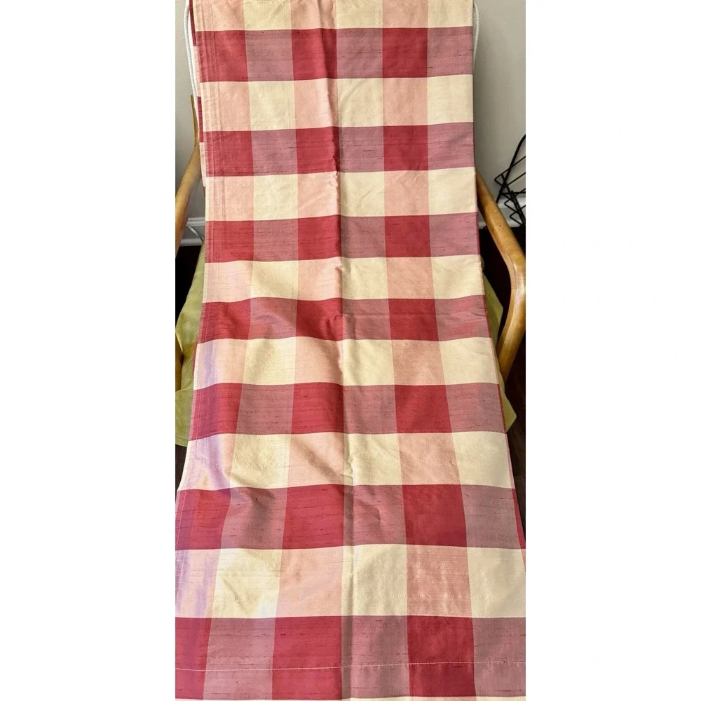 Pair Dupioni Raw Silk‎ Plaid Room Darkening Curtain Panels Rod Pocket 42x96